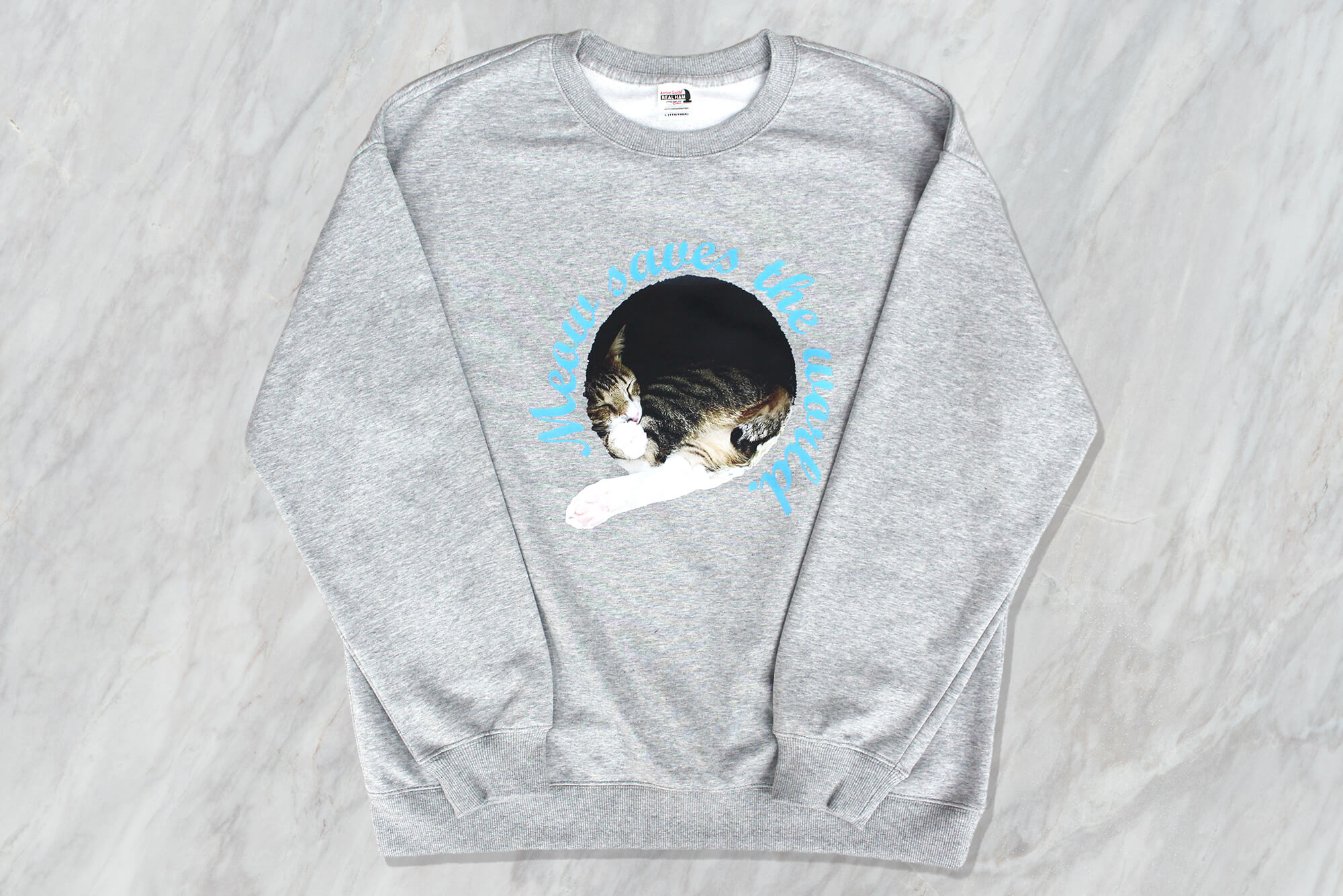 客製化無刷毛大學T｜Meow